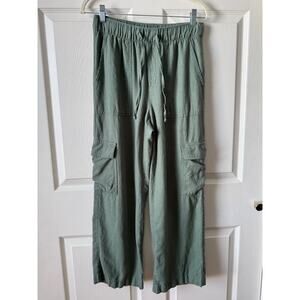 Gap Green Linen Blend Wide Leg Cargo Pants XS Petite